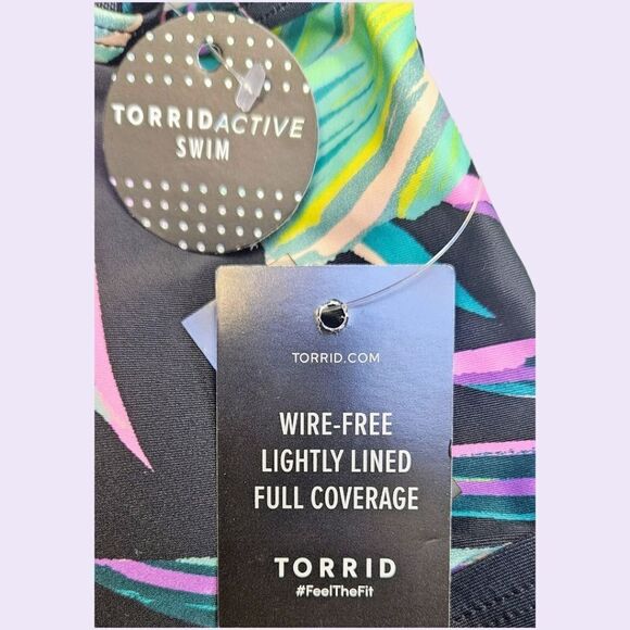 TORRID Plus Size Wireless Mesh High Neck Leaf design One Piece Swimsuit 1X - Picture 10 of 16